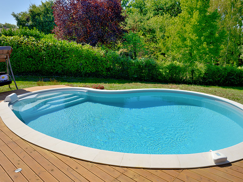 piscine en forme d'haricot nommée EVA waterair GGILPRO