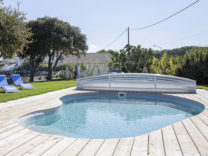 piscine en forme d'haricot nommée EVA waterair GGILPRO